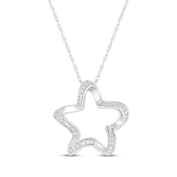 Diamond Twisted Star Necklace 1/15 ct tw Sterling Silver 18"
