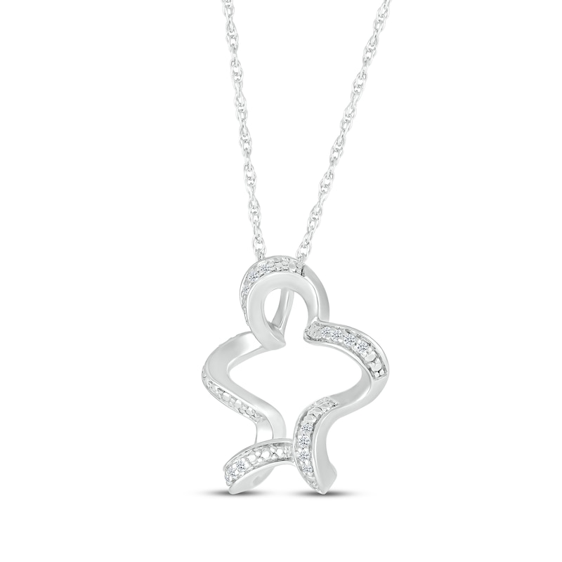 Main Image 2 of Diamond Twisted Star Necklace 1/15 ct tw Sterling Silver 18&quot;