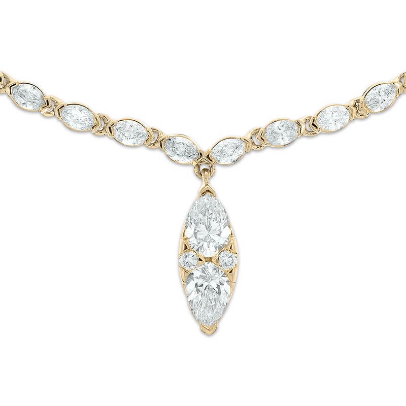 Pear, Marquise & RoundCut Diamond Drop Choker Necklace 3 ct tw 14K