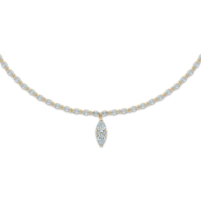 Pear, Marquise & RoundCut Diamond Drop Choker Necklace 3 ct tw 14K