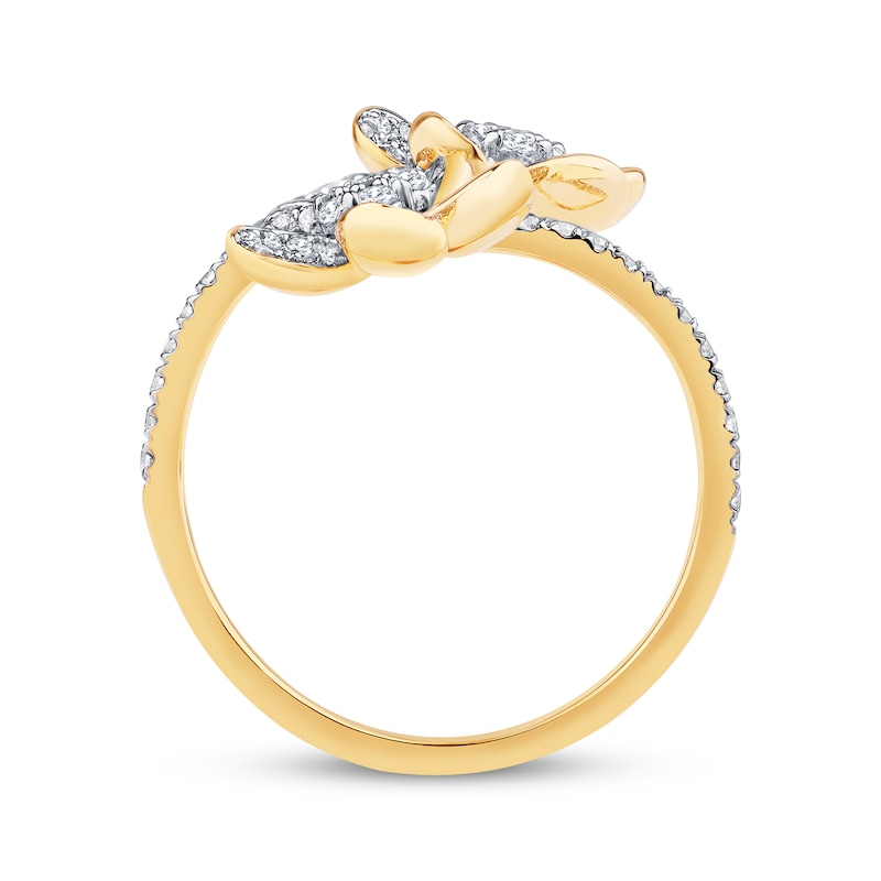 Main Image 3 of Diamond Plumeria Flower Bypass Ring 1/2 ct tw 10K Yellow Gold