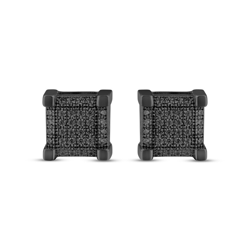 Mens black diamond earrings square Clearance