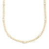 Thumbnail Image 0 of Men's Diamond Station Solid Cuban Curb Chain Necklace 1/2 ct tw 10K Yellow Gold 20"