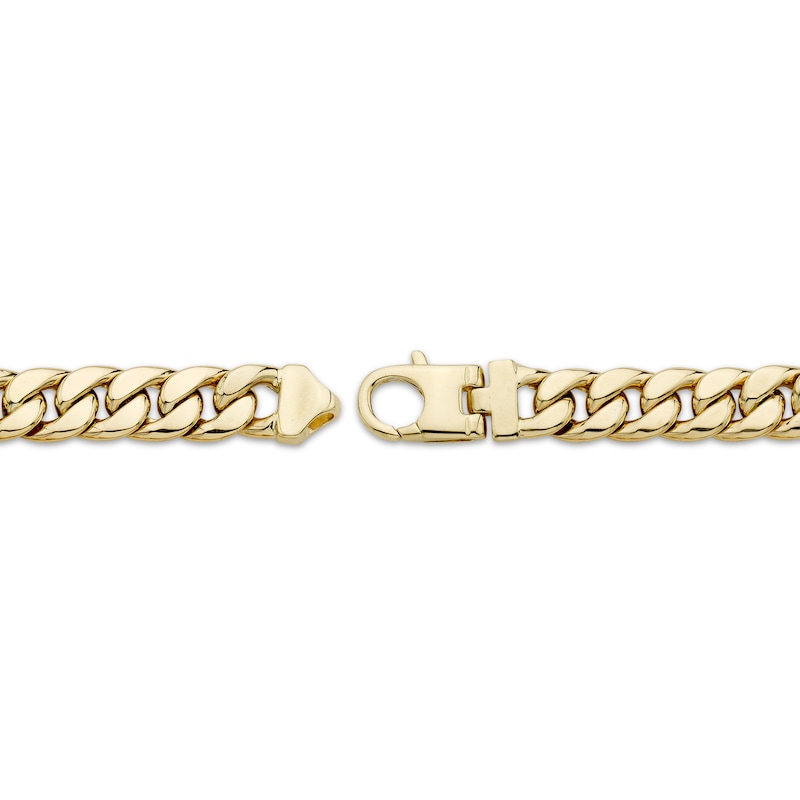 Men's Diamond Station Solid Cuban Curb Chain Necklace 1/2 ct tw 10K Yellow Gold 20"