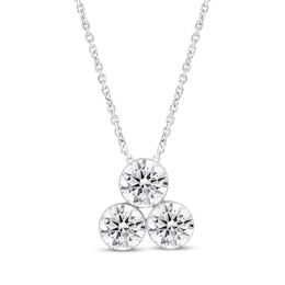 KAY Lab-Grown Diamonds Three-Stone Stacked Necklace 1 ct tw 10K White Gold 18”