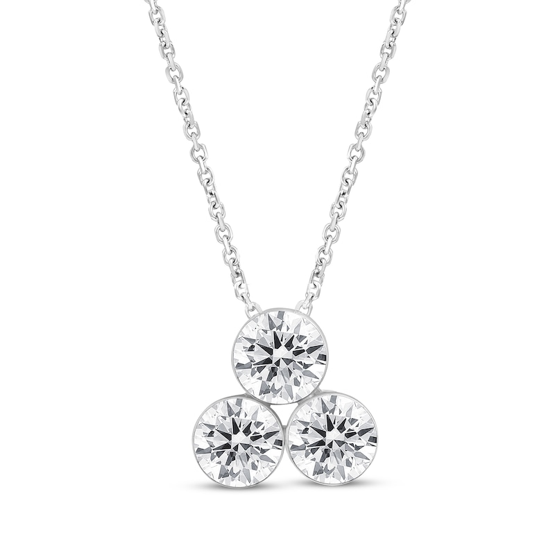 Lab-Created Diamonds by KAY Three-Stone Stacked Necklace 1 ct tw 10K White Gold 18”