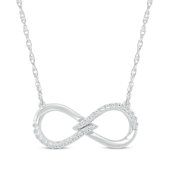 Diamond Infinity Bypass Necklace 1/8 ct tw Sterling Silver 18"