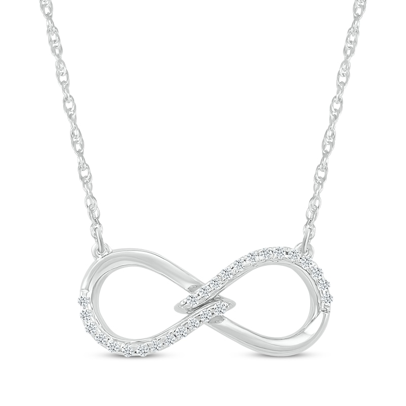 Main Image 1 of Diamond Infinity Bypass Necklace 1/8 ct tw Sterling Silver 18&quot;