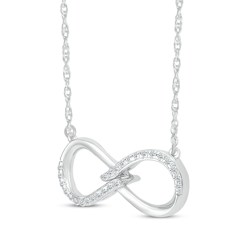 Main Image 2 of Diamond Infinity Bypass Necklace 1/8 ct tw Sterling Silver 18&quot;