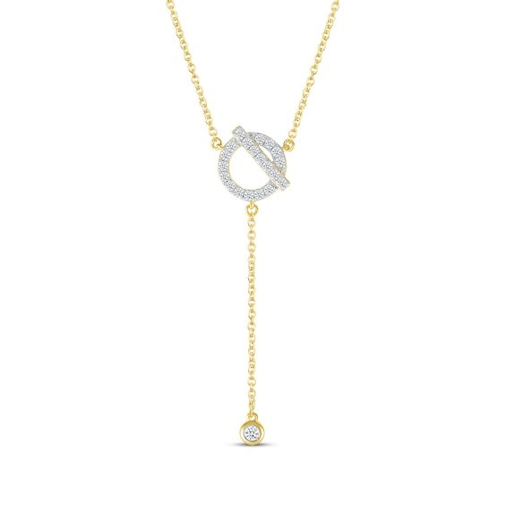 Diamond Toggle Lariat Necklace 1/6 ct tw 10K Yellow Gold 18"
