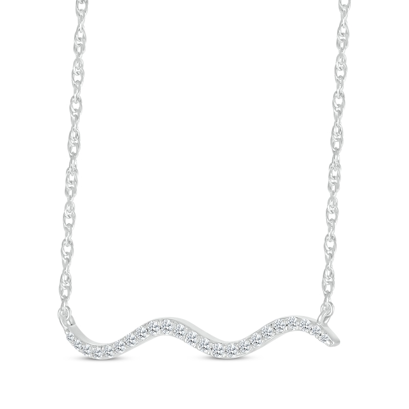 Main Image 2 of Diamond Wavy Bar Necklace 1/6 ct tw Sterling Silver 18&quot;