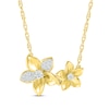 Thumbnail Image 0 of Diamond Flowers Necklace 1/6 ct tw 10K Yellow Gold 18"