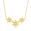 Thumbnail Image 0 of Diamond Flower Trio Necklace 1/10 ct tw 10K Yellow Gold 18"