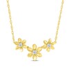 Thumbnail Image 1 of Diamond Flower Trio Necklace 1/10 ct tw 10K Yellow Gold 18&quot;
