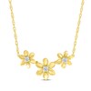 Thumbnail Image 0 of Diamond Flower Trio Necklace 1/10 ct tw 10K Yellow Gold 18"