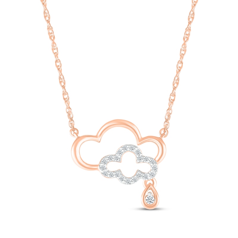 Main Image 1 of Diamond Clouds & Raindrop Necklace 1/10 ct tw 10K Rose Gold 18&quot;