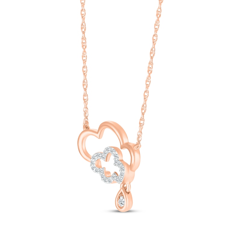 Main Image 2 of Diamond Clouds & Raindrop Necklace 1/10 ct tw 10K Rose Gold 18&quot;