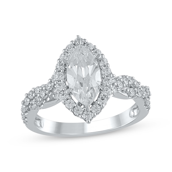 Lab-Created Diamonds by KAY Marquise-Cut Diamond Engagement Ring 1-1/2 ct tw 14K White Gold
