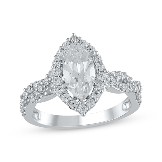 Now + Forever Lab-Grown Diamonds Marquise-Cut Diamond Engagement Ring 1-1/2 ct tw 14K White Gold