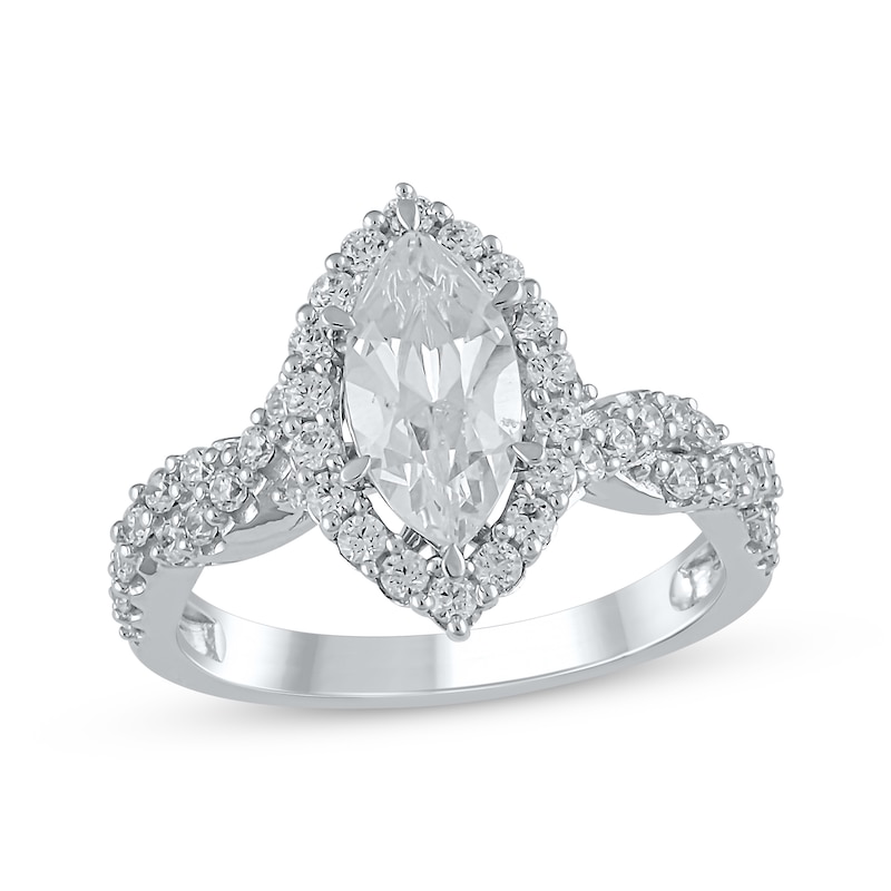 Main Image 1 of Now + Forever Lab-Grown Diamonds Marquise-Cut Diamond Engagement Ring 1-1/2 ct tw 14K White Gold