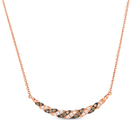 Le Vian Chocolate Twist Diamond Necklace 1/3 ct tw 14K Strawberry Gold 19"