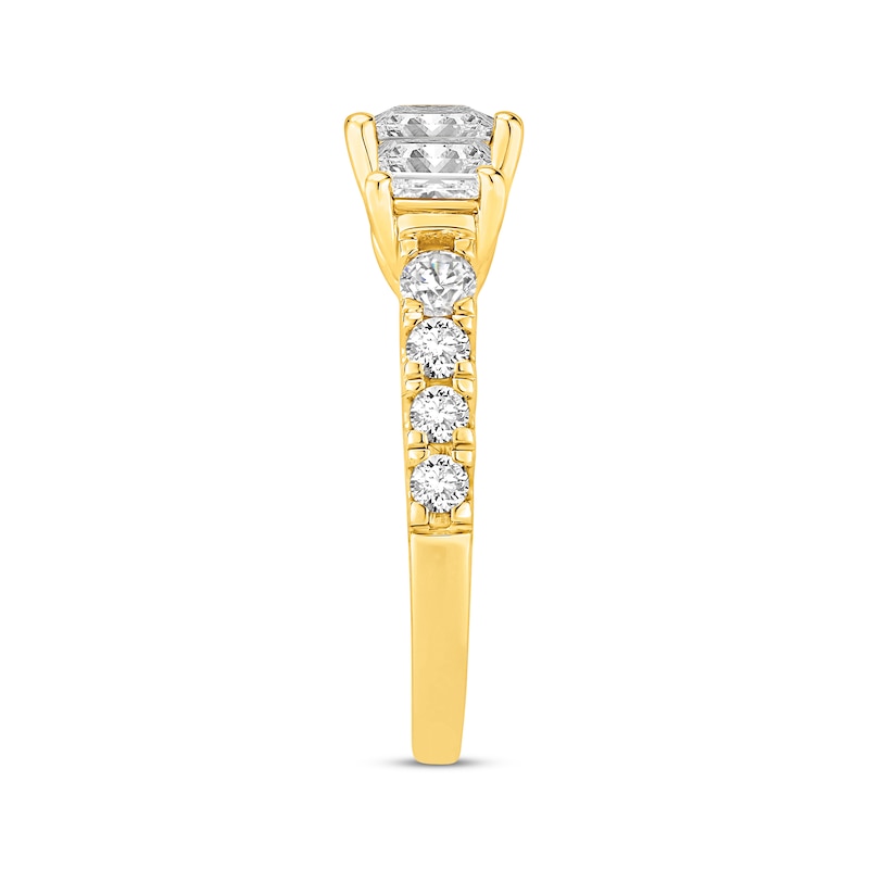 Main Image 2 of Memories Moments Magic Lab-Grown Diamonds Three-Stone Engagement Ring 2-1/2 ct tw 14K Yellow Gold