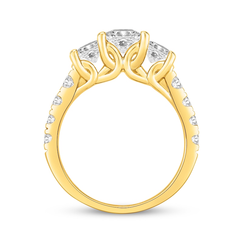 Main Image 3 of Memories Moments Magic Lab-Grown Diamonds Three-Stone Engagement Ring 2-1/2 ct tw 14K Yellow Gold