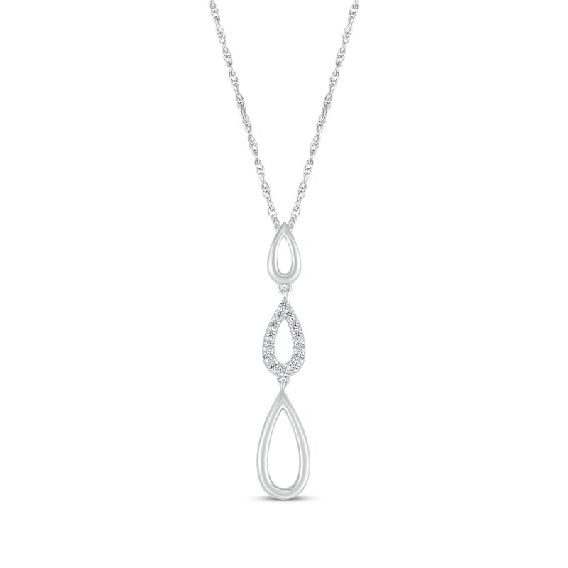 Main Image 1 of Diamond Triple Teardrop Necklace 1/15 ct tw Sterling Silver 18&quot;
