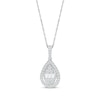 Thumbnail Image 1 of Baguette & Round-Cut Multi-Diamond Teardrop Pendant 1/4 ct tw Sterling Silver 18&quot;
