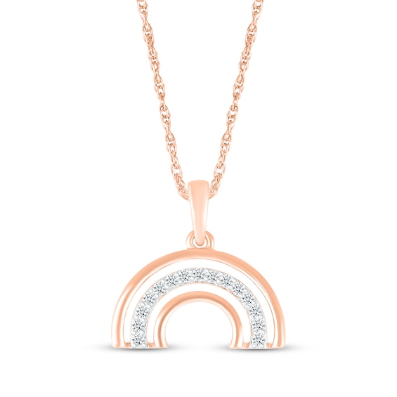 Diamond Rainbow Necklace 1/10 ct tw 10K Rose Gold 18"