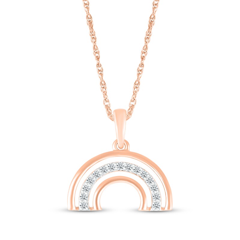 Main Image 1 of Diamond Rainbow Necklace 1/10 ct tw 10K Rose Gold 18&quot;