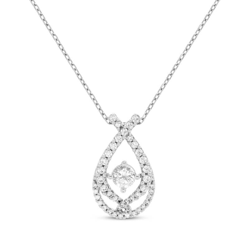 Main Image 1 of Love Entwined Diamond Necklace 1/2 ct tw 10K White Gold 18&quot;