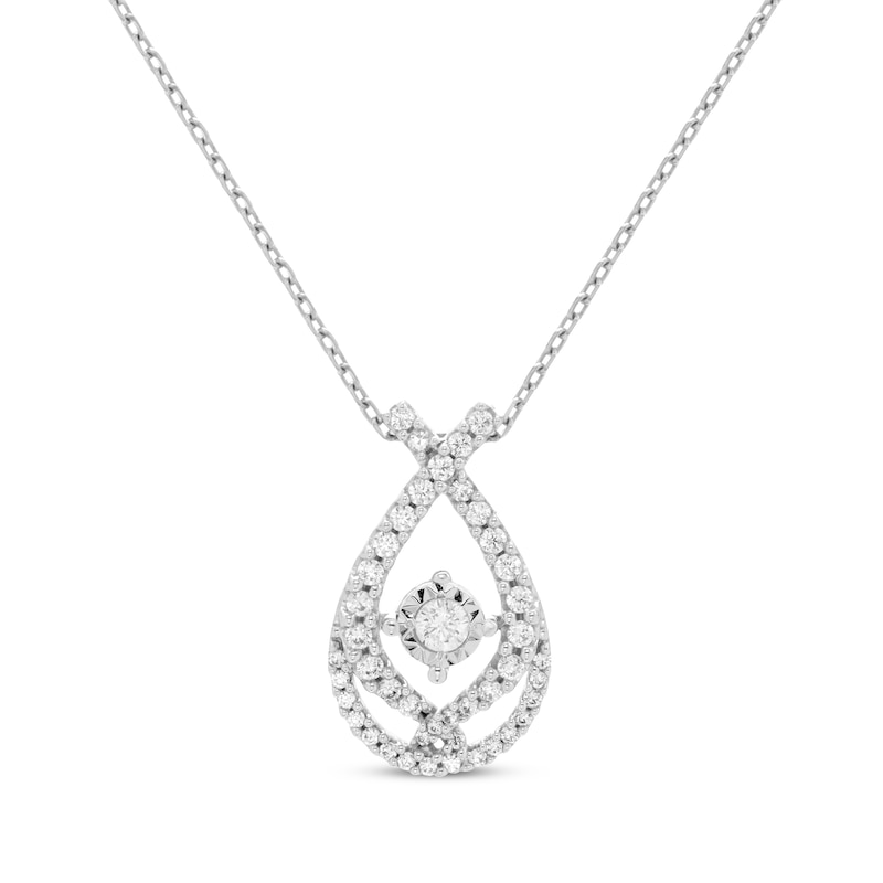 Main Image 1 of Love Entwined Diamond Necklace 1/8 ct tw 10K White Gold 18&quot;