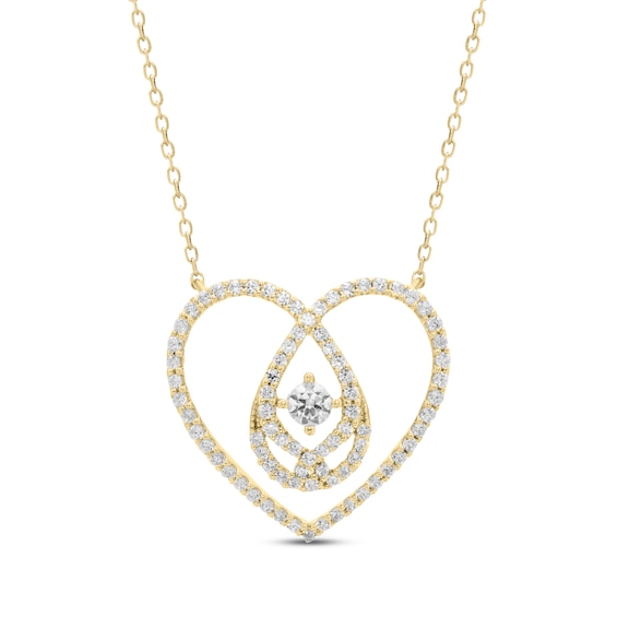 Love Entwined Diamond Heart Necklace 1/2 ct tw 10K Yellow Gold 18"