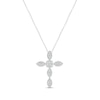 Thumbnail Image 1 of Multi-Diamond Cross Necklace 1/6 ct tw Sterling Silver 18"