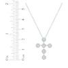 Thumbnail Image 2 of Multi-Diamond Circle Station Cross Necklace 1/5 ct tw Sterling Silver 18&quot;