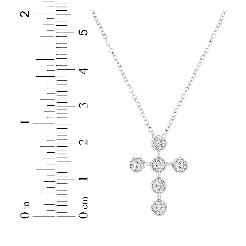 Main Image 2 of Multi-Diamond Circle Station Cross Necklace 1/5 ct tw Sterling Silver 18&quot;