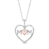 Thumbnail Image 1 of Diamond &quot;Mom&quot; Heart Necklace 1/15 ct tw Sterling Silver & 10K Rose Gold 18&quot;