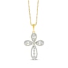 Thumbnail Image 1 of Diamond Twist Swirl Cross Necklace 1/2 ct tw 10K Yellow Gold 18&quot;