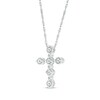 Thumbnail Image 2 of Diamond Vintage-Style Cross Necklace 1/5 ct tw Sterling Silver 18&quot;