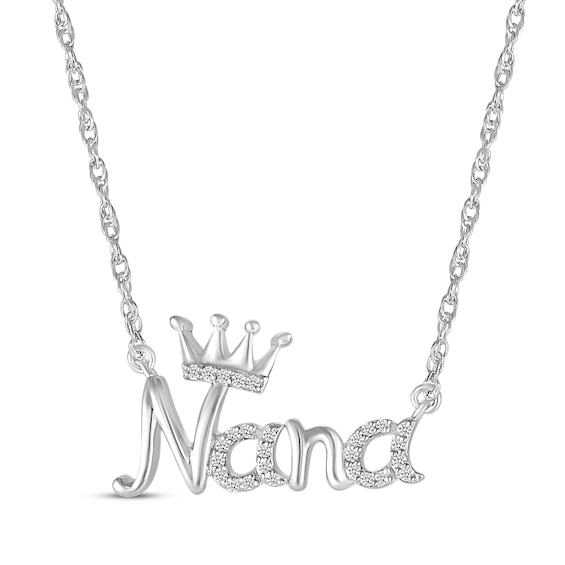 Diamond "Nana" Crown Necklace 1/20 ct tw Sterling Silver 18"