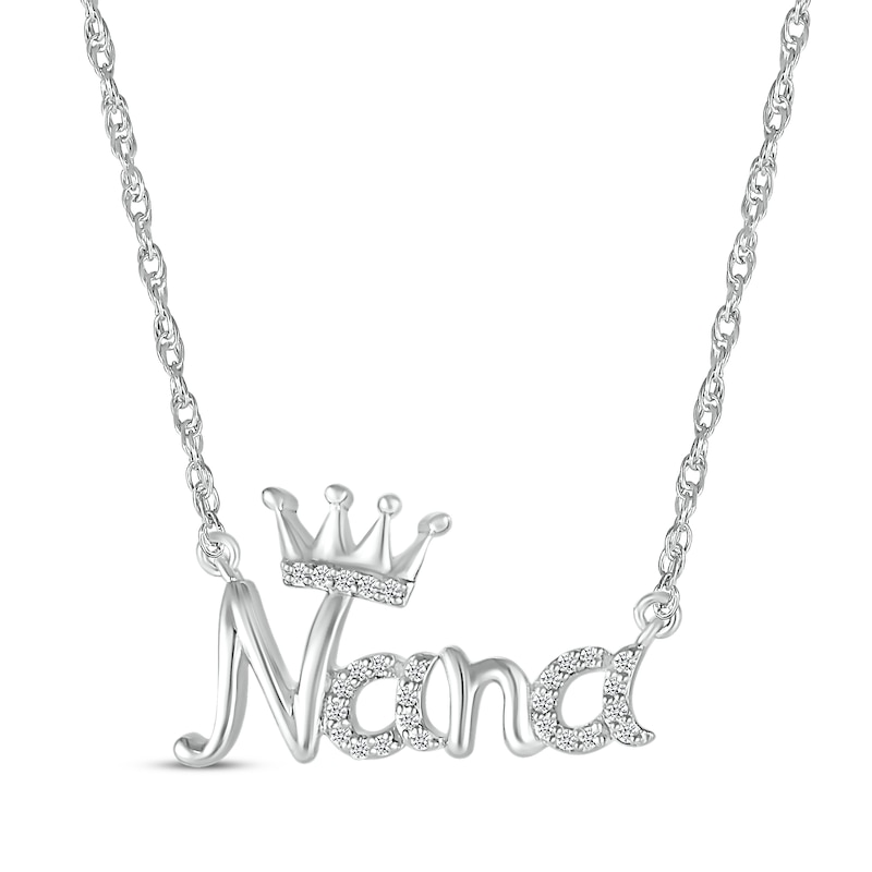 Main Image 1 of Diamond &quot;Nana&quot; Crown Necklace 1/20 ct tw Sterling Silver 18&quot;