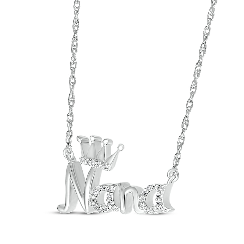 Main Image 2 of Diamond &quot;Nana&quot; Crown Necklace 1/20 ct tw Sterling Silver 18&quot;