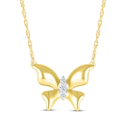 Diamond Butterfly Necklace 1/20 ct tw 10K Yellow Gold 18"