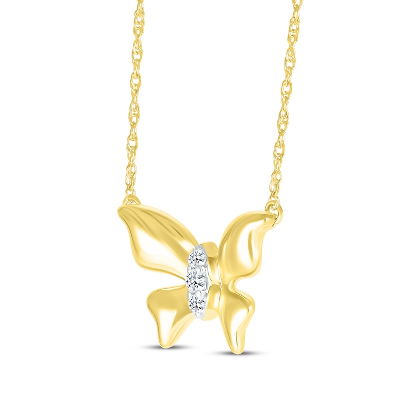 Main Image 2 of Diamond Butterfly Necklace 1/20 ct tw 10K Yellow Gold 18&quot;