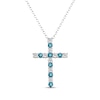 Thumbnail Image 1 of Blue & White Diamond Cross Necklace 1/2 ct tw 10K White Gold 18&quot;
