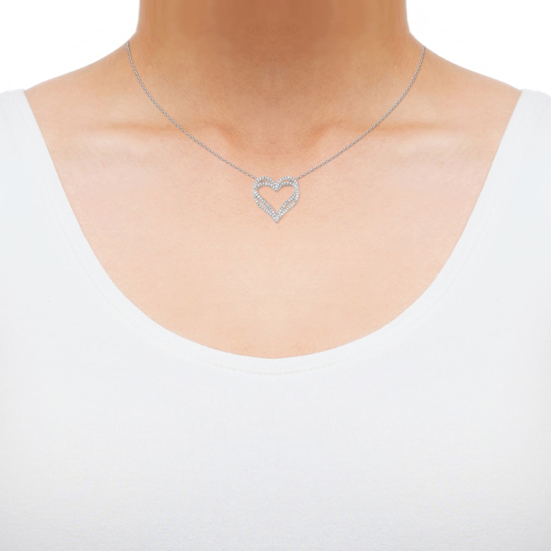 Main Image 2 of Diamond Overlapping Heart Necklace 1/4 ct tw Sterling Silver 18&quot;