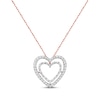 Thumbnail Image 1 of Diamond Double Heart Outline Necklace 1/4 ct tw 10K Rose Gold 18&quot;