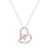 Thumbnail Image 1 of Diamond Flower Tilted Heart Necklace 1/4 ct tw 10K Rose Gold 18&quot;