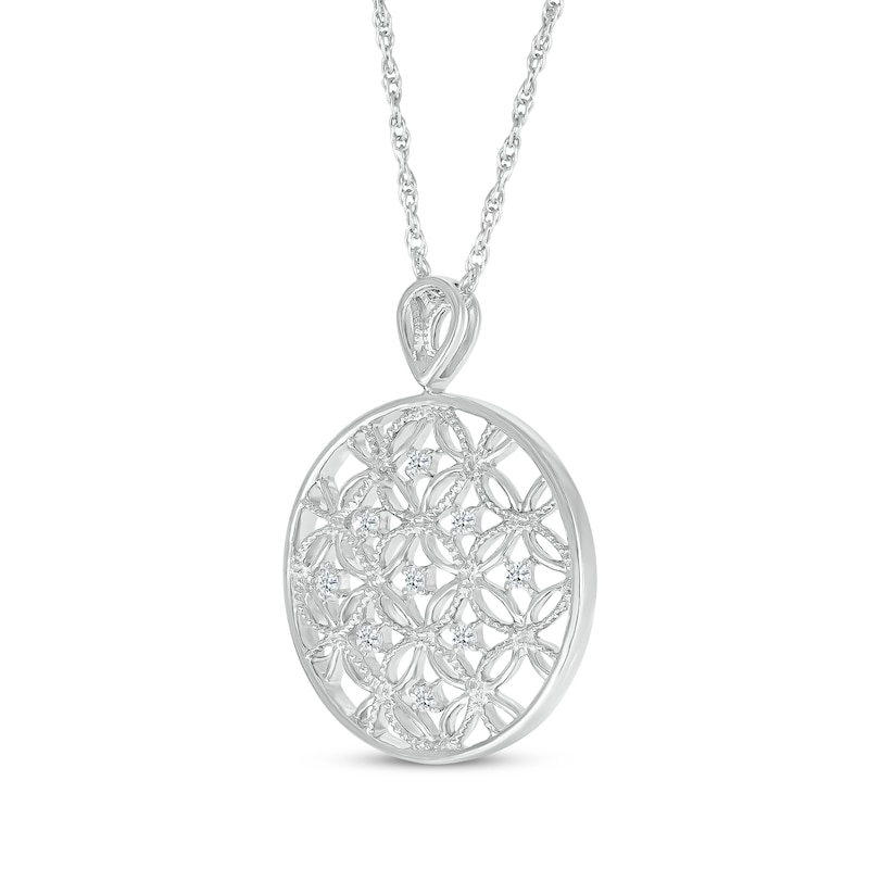 Main Image 2 of Diamond Circles Medallion Necklace 1/4 ct tw Sterling Silver 18"